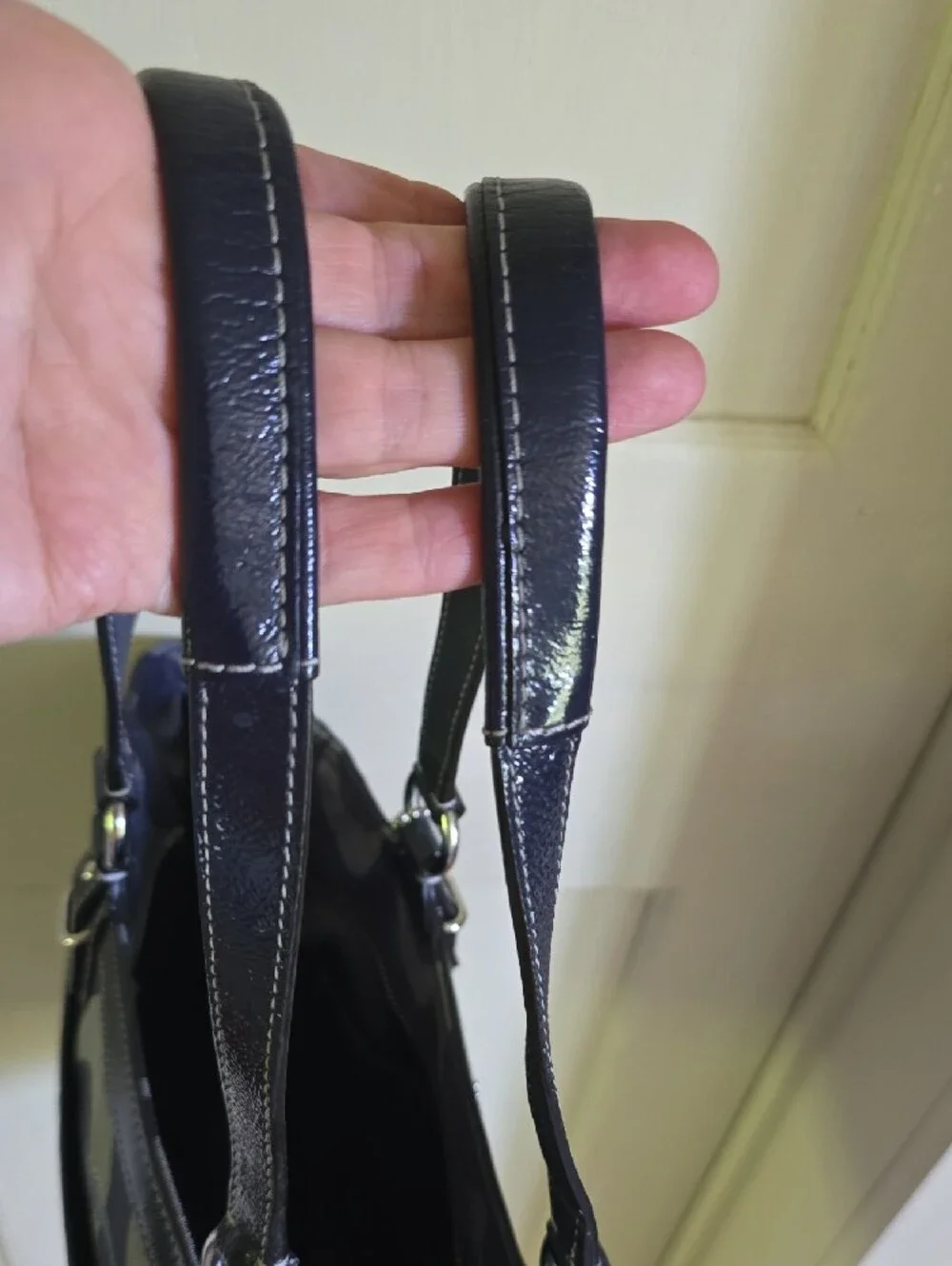 Coach Navy and Silver Signature Shoulder Bag